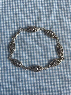 Sterling Silver 925 Celtic Link knot Bracelet - Silver with glass crystal gems